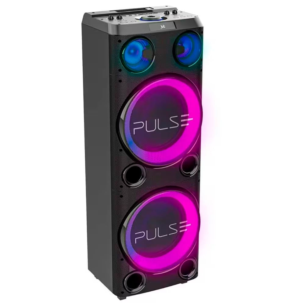 Torre de Som Pulse Double SP508 com Bluetooth USB e Iluminação LED - 2300W Preto / Bivolt