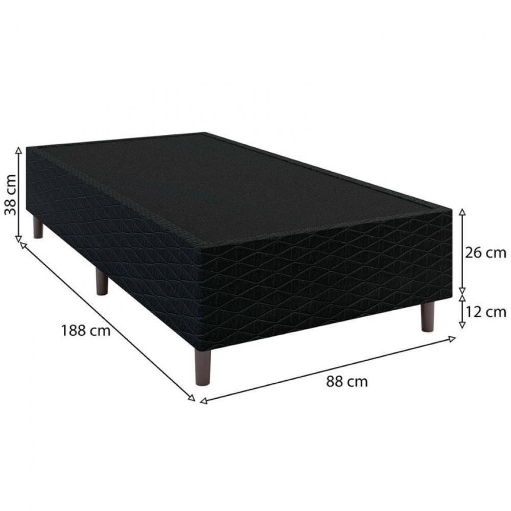 Base Box para Colchão de Solteiro Umaflex New Italia Black 38x88x188cm Preto