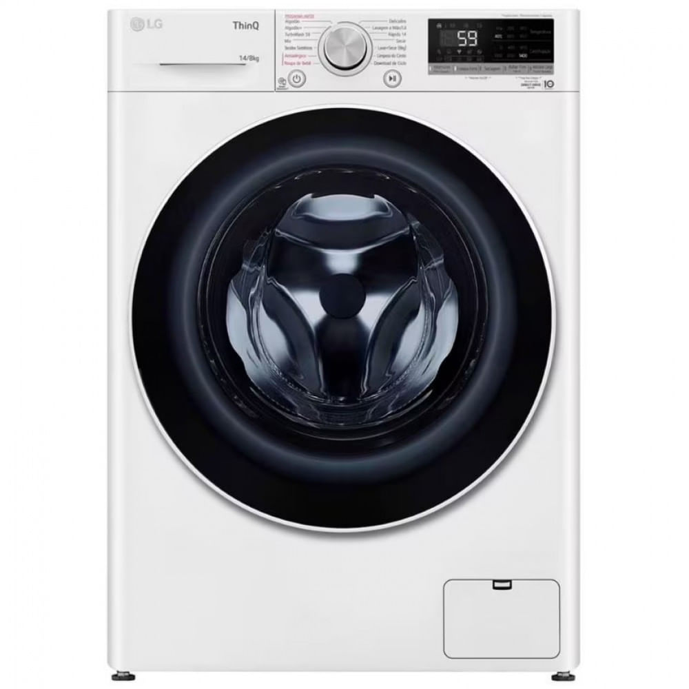 Lava e Seca LG Smart VC4 Inox com Inteligência Artificial AI DD CV5014WC4 14Kg e 8Kg Branco / 220V