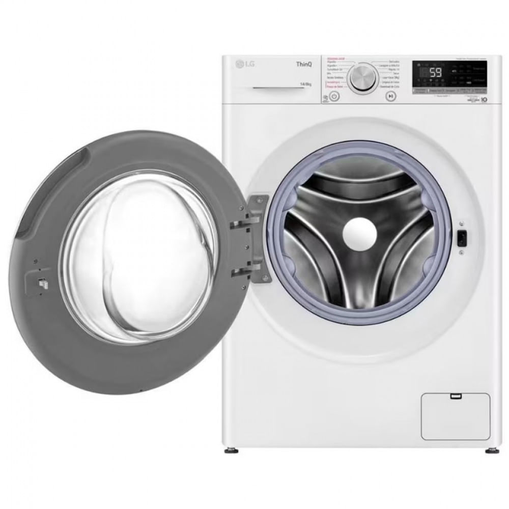 Lava e Seca LG Smart VC4 Inox com Inteligência Artificial AI DD CV5014WC4 14Kg e 8Kg Branco / 220V