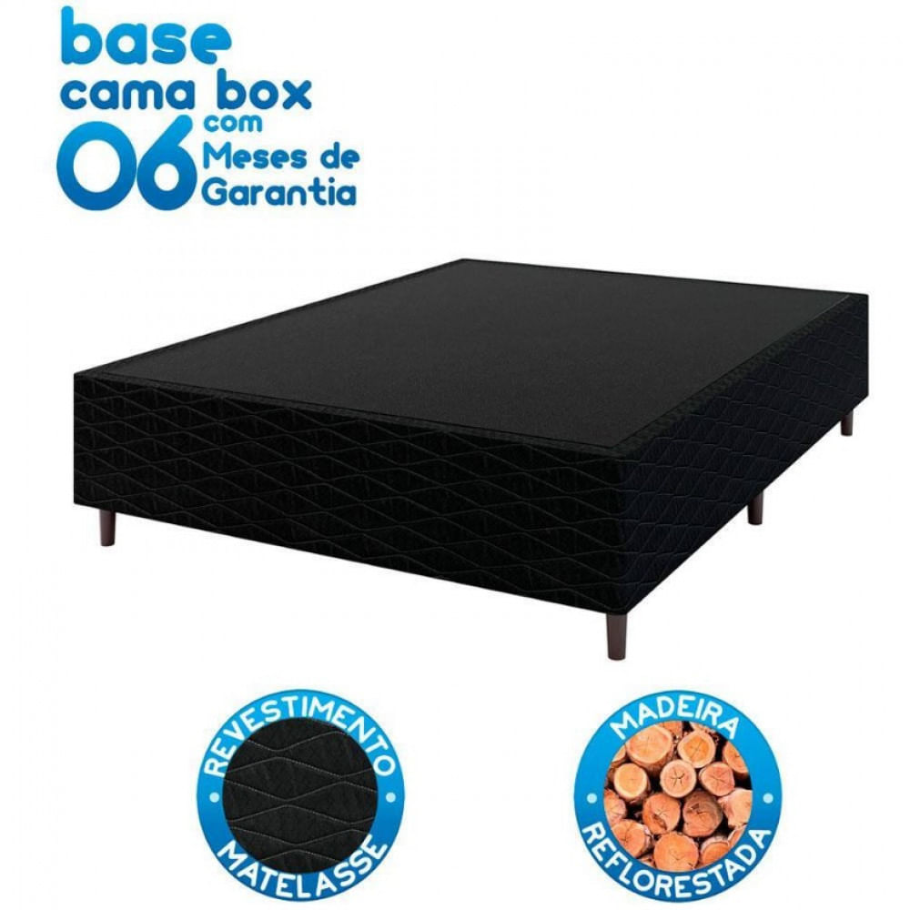 Base Box para Colchão de Casal Umaflex New Italia Black 38x138x188cm Preto