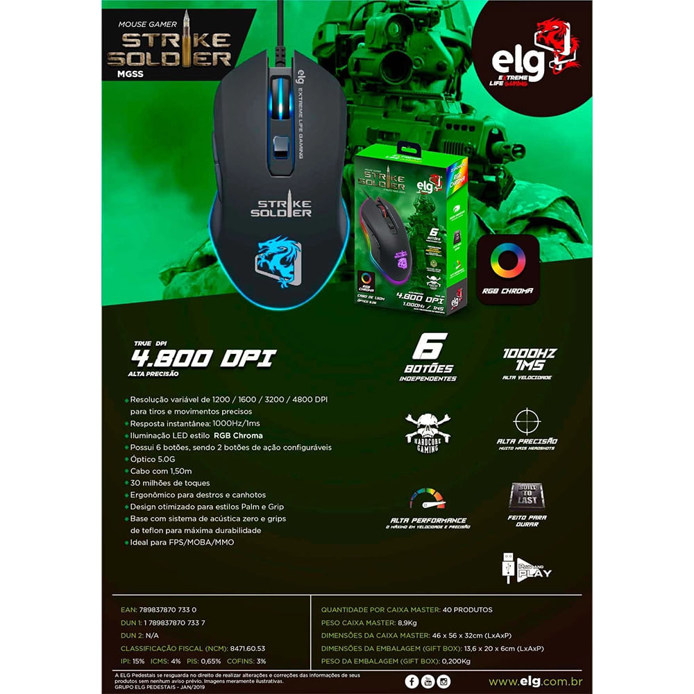 Mouse Gamer Elg MGSS Strike Soldier