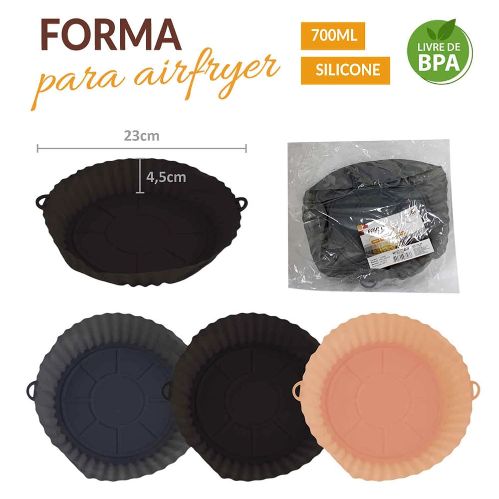 Forma Redonda em Silicone 700ml para Airfryer Sortido