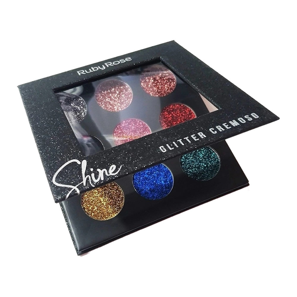 Paleta de Sombra Ruby Rose Shine Glitter Cremoso