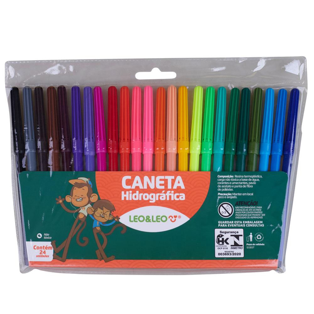 Caneta Hidrocor com 24 Cores Leonora