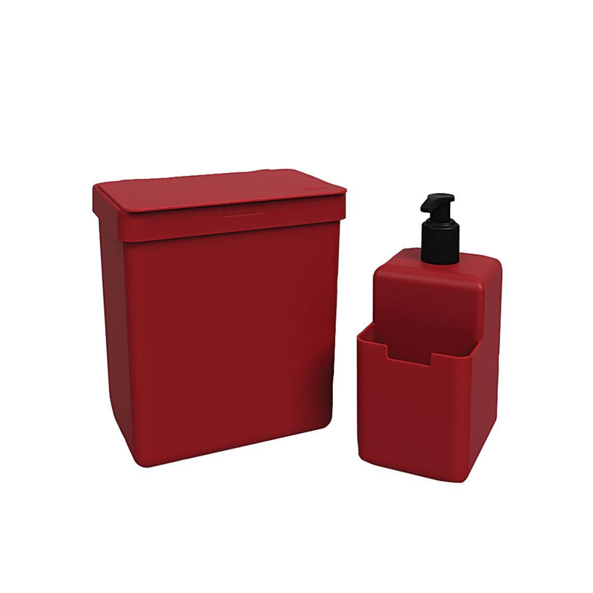 Kit Dispenser com Lixeira de Pia Coza Single 99290/4465 Vermelho