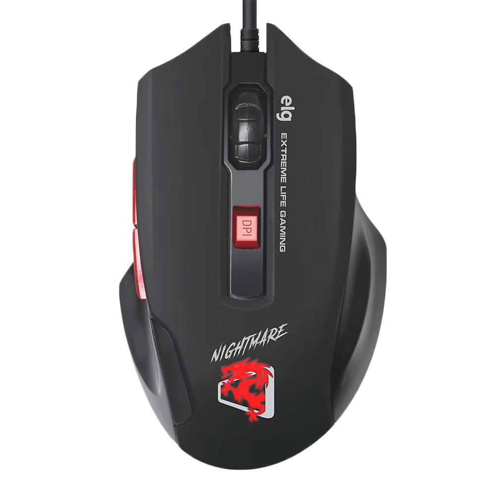 Mouse Gamer Elg Night Mare 4800DPI Preto