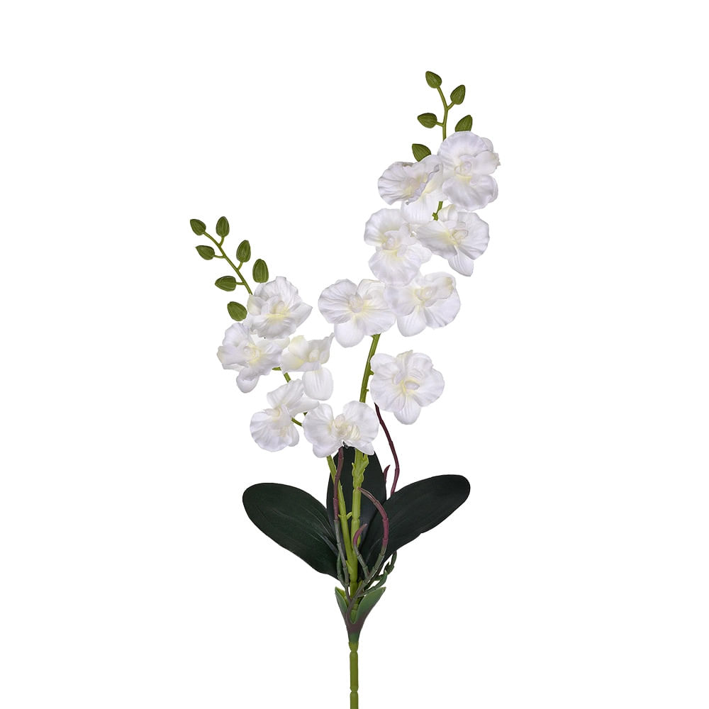 Haste de Orquídea Grillo X2 em Cetim Branca