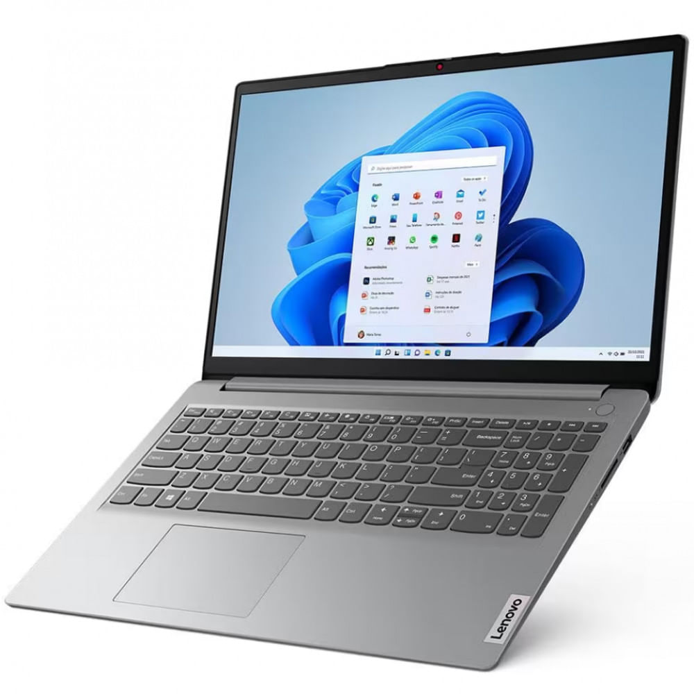 Notebook Lenovo IdeaPad 1i i7-1255U 12GB 512GB SSD Tela 15.6 Cinza