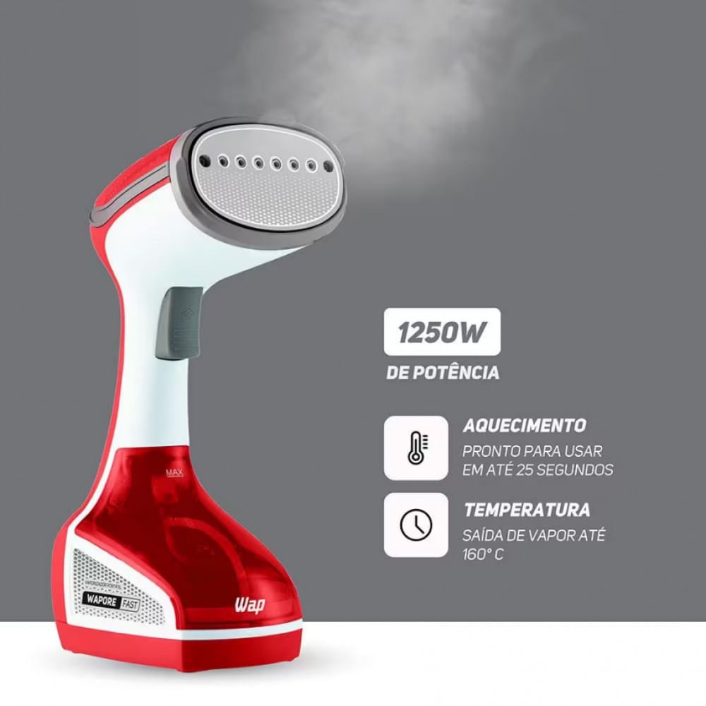 Vaporizador Portátil Wapore Fast 1250 W Wap Vermelho com Branco / 220V