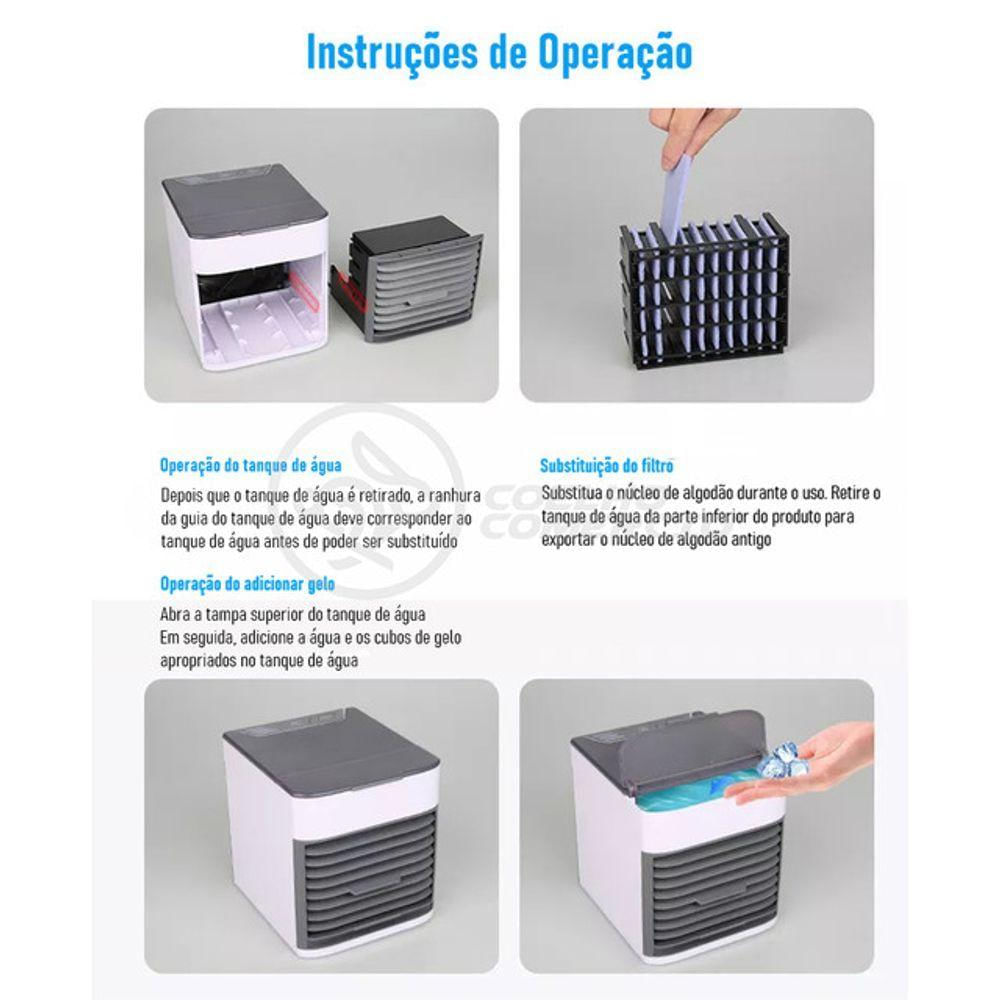 Ar Condicionado Portátil Arctic Air Cooler Umidificador Climatizador Luz Led 7 Cores Rgb
