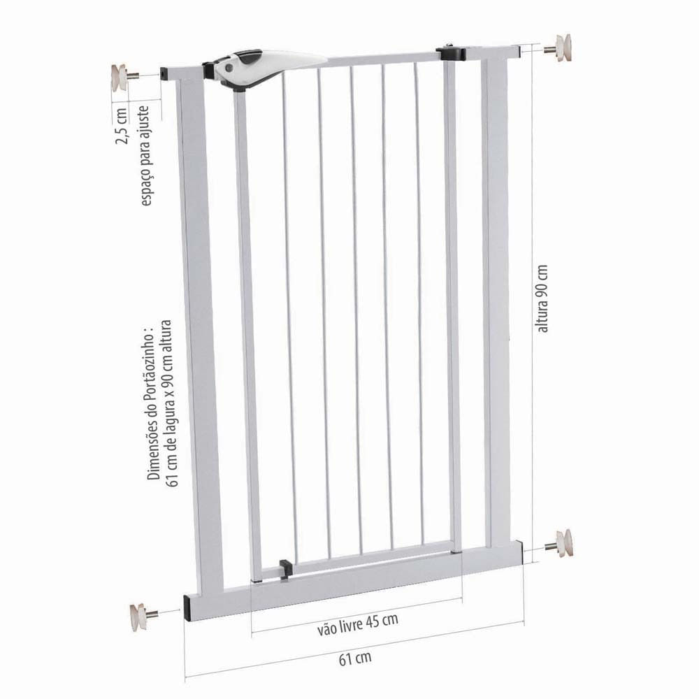 Grade para Porta Portãozinho 70X90 CM Utimil EP200 em Aço Branco