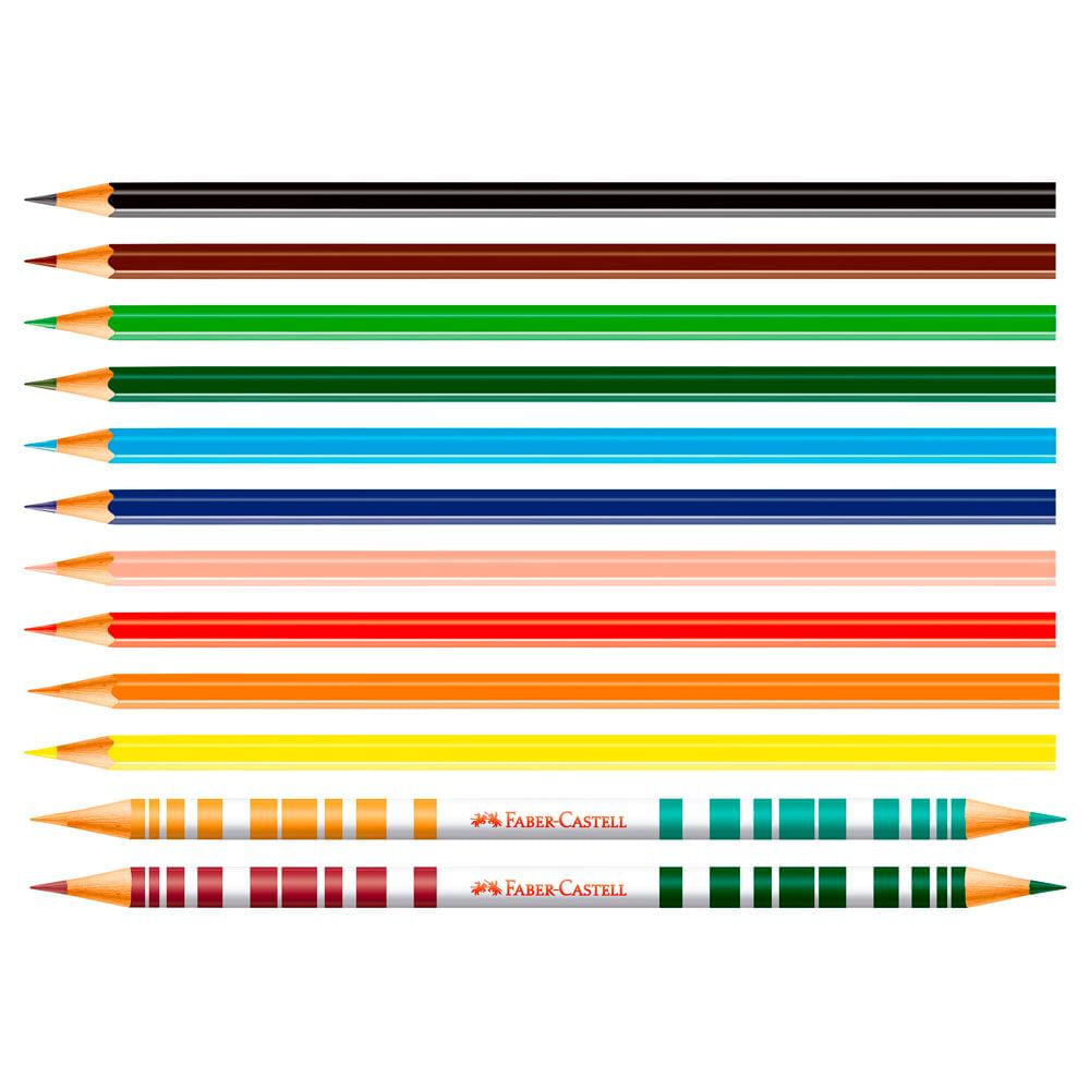 Lápis de Cor com 10 Cores e 2 Bicolor Faber-Castell