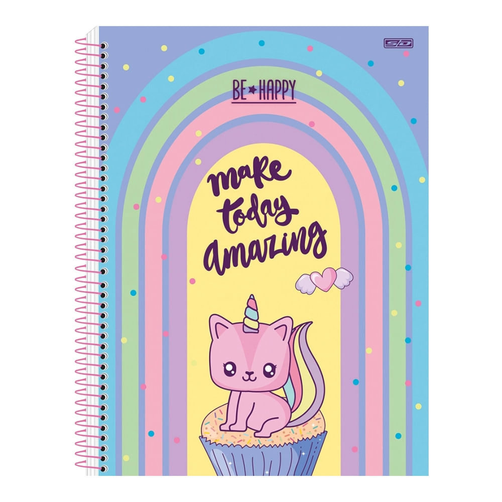 Caderno Universitário São Domingos Be Happy Capa Dura 1 Matéria 80 Folhas - Item Sortido