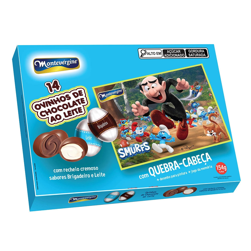 Ovinhos de Chocolate Montevergine com Quebra Cabeca Smurfs 154g