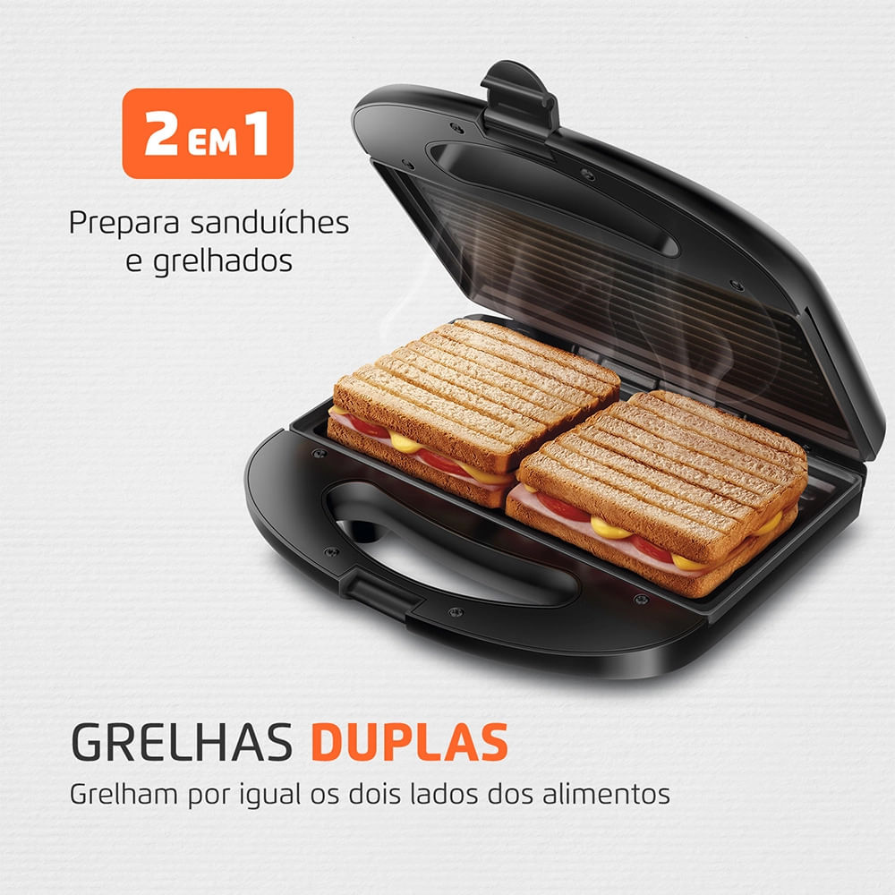 Sanduicheira e Grill Mondial Master S-20 Preto/Inox - 750W 110V