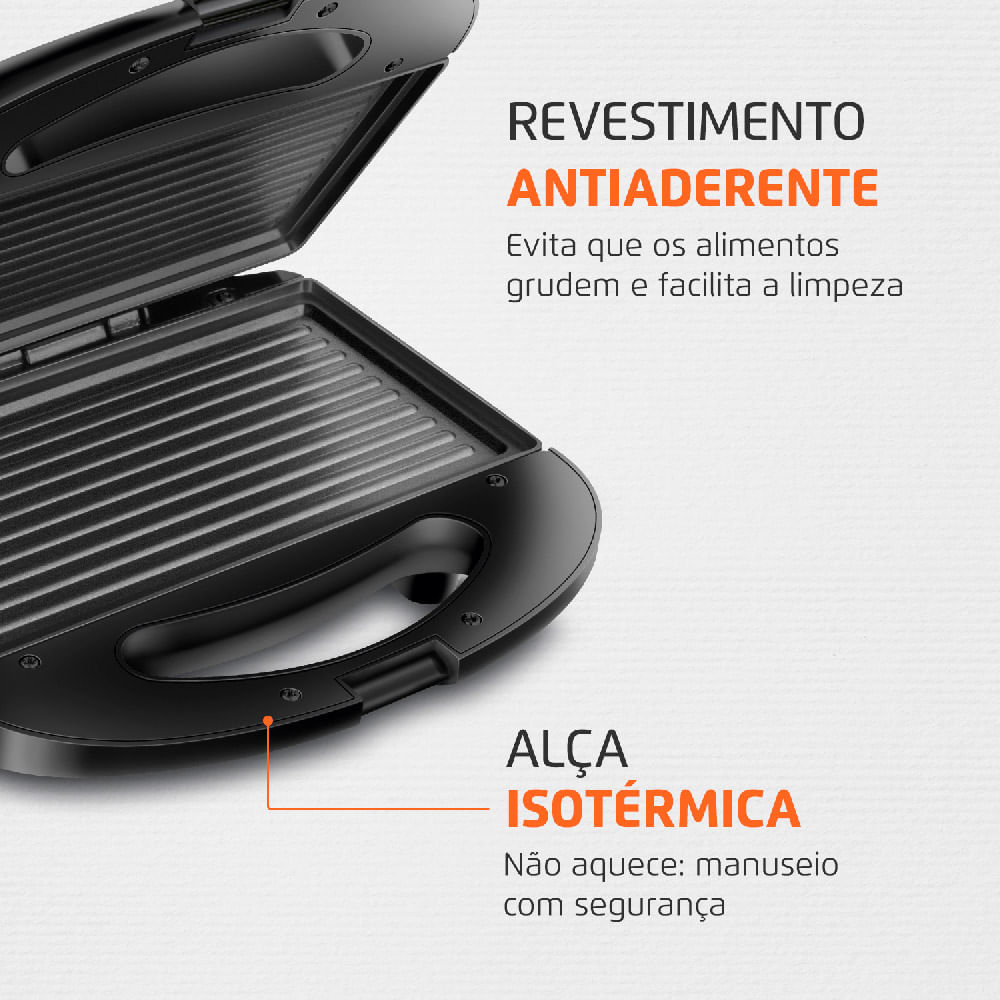 Sanduicheira e Grill Mondial Master S-20 Preto/Inox - 750W 110V