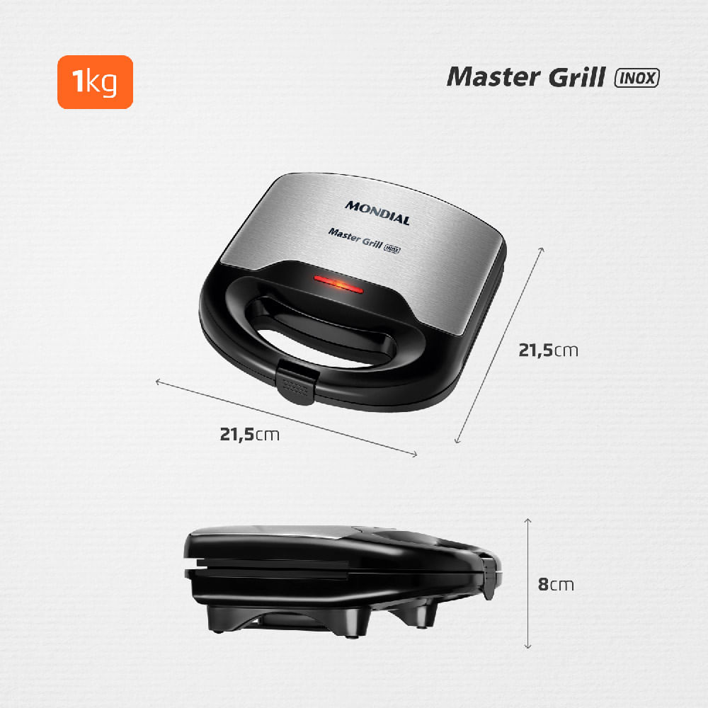 Sanduicheira e Grill Mondial Master S-20 Preto/Inox - 750W 110V