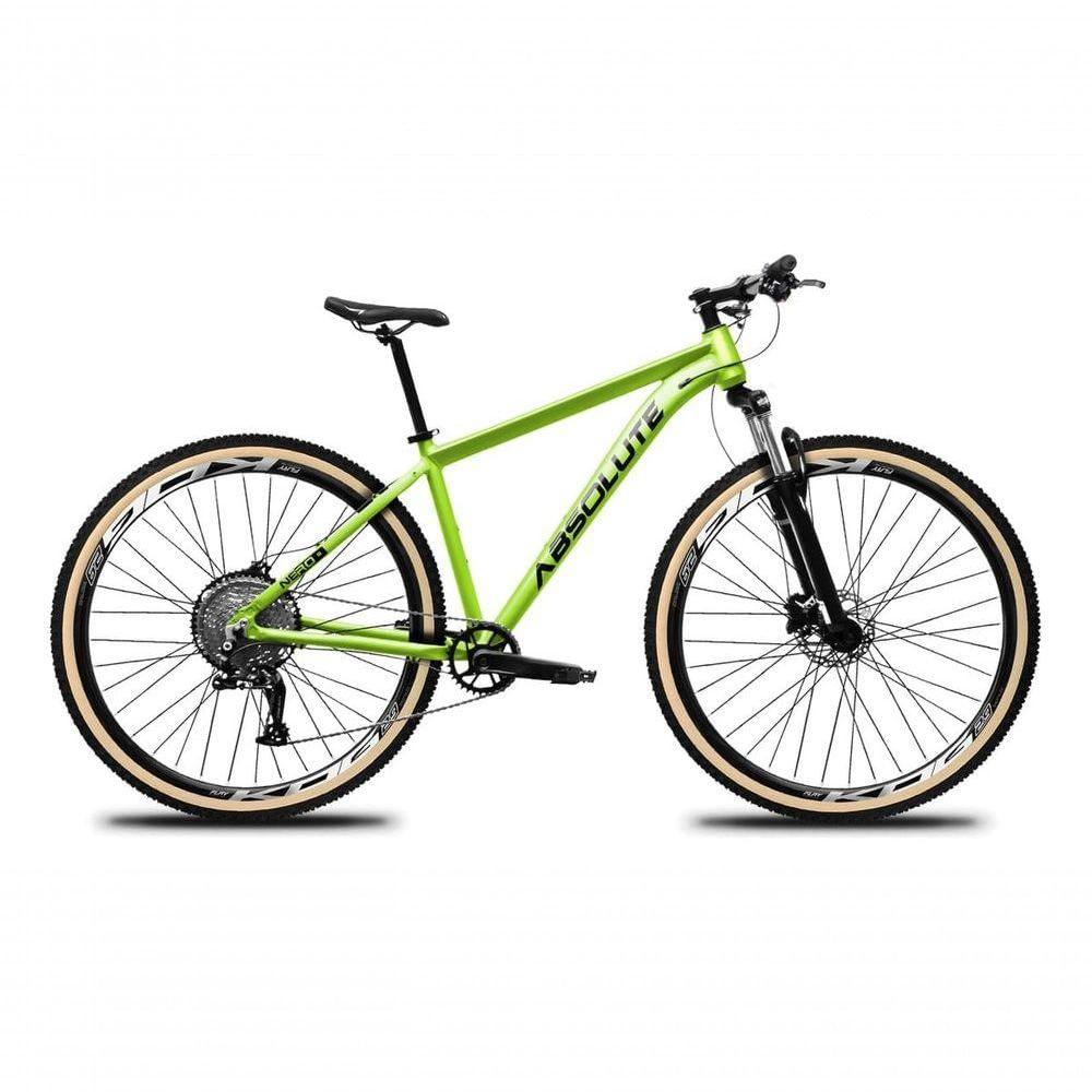 Bicicleta Aro 29 Absolute Nero 5 12v Garfo Trava No Guidão Freios Hidráulicos Com Pneu Faixa Verde Tam 21
