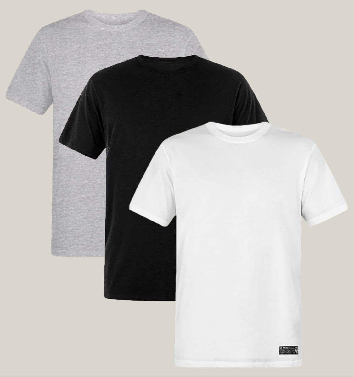 Kit Camisetas Básicas Masculinas Branca Preta Cinza Mescla Algodão WSS
