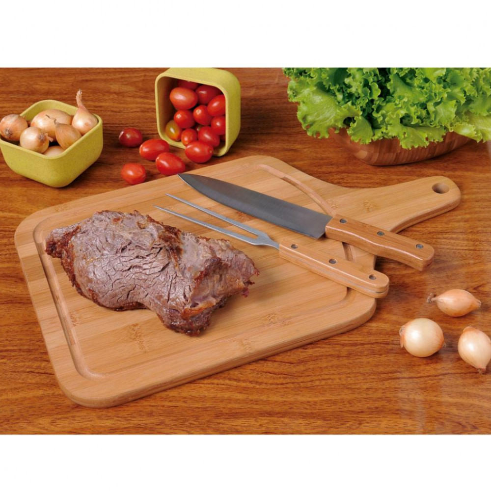 Conjunto para Churrasco Bamboo Mor 3360 - 3 Peças Natural