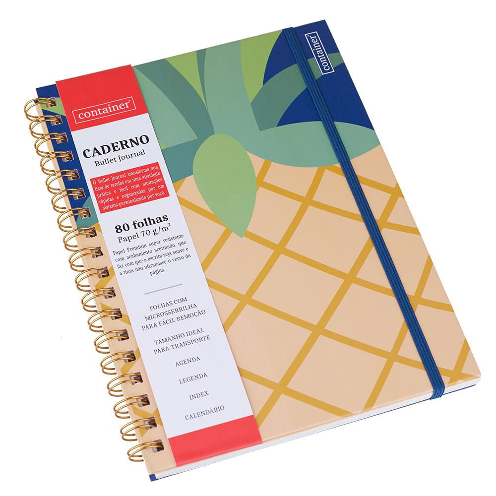 Caderno Abacaxi com Bolso Duplo 80 Folhas Container