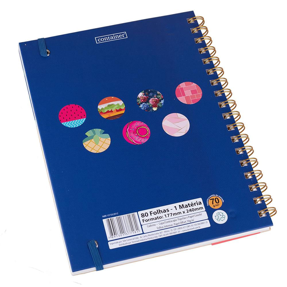 Caderno Abacaxi com Bolso Duplo 80 Folhas Container