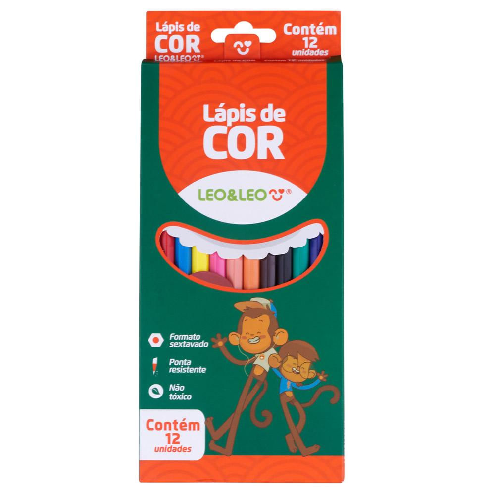 Lápis de Cor com 12 Cores Sextavado Flex Leonora