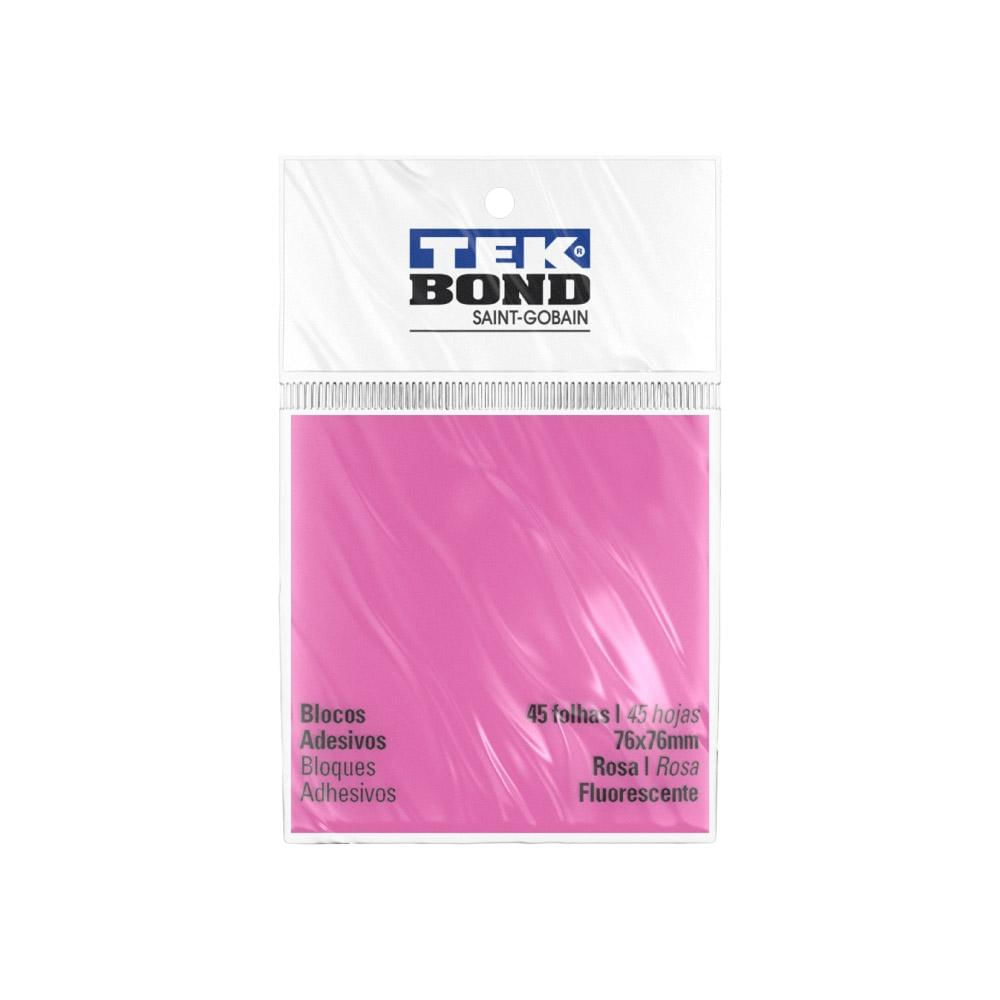 Bloco Adesivo Rosa 76x76 45 Folhas Tek Bond