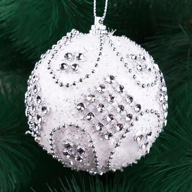 Bolas de Natal com Glitter e Strass para Decoração de Festas