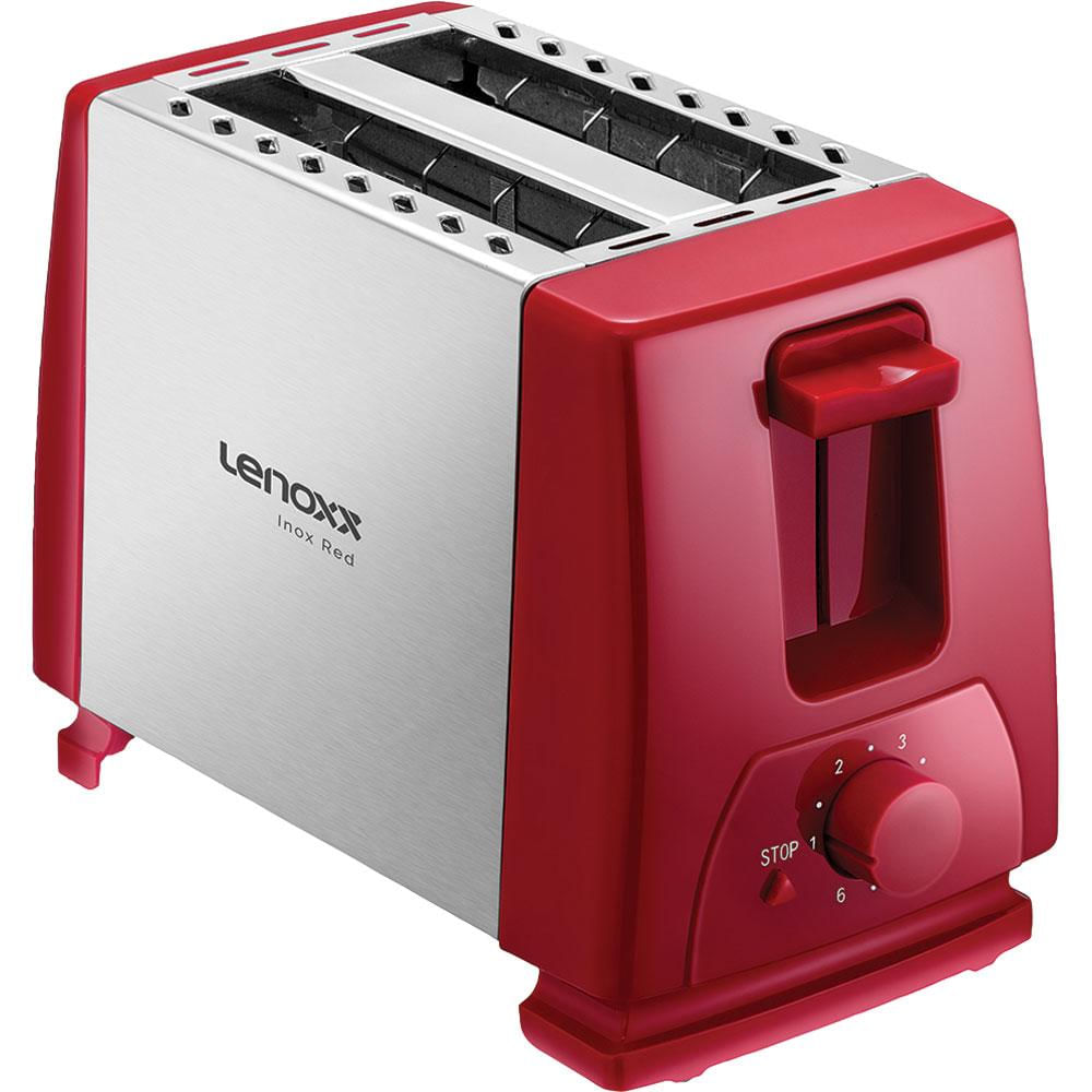 Torradeira Elétrica Lenoxx Inox Red PTR203 com 6 Níveis de Temperatura Vermelho 127V 127V