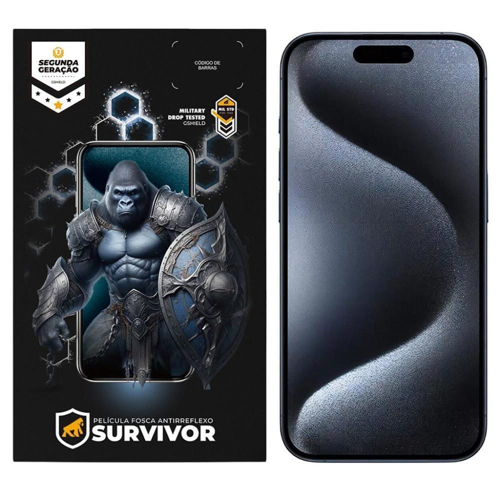 Película Para Iphone 15 Pro Com Aplicador - Survivor Fosca - Gshield