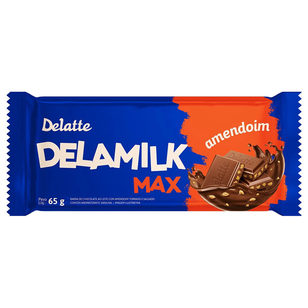 Chocolate Delatte Delamilk Max Amendoim 65g