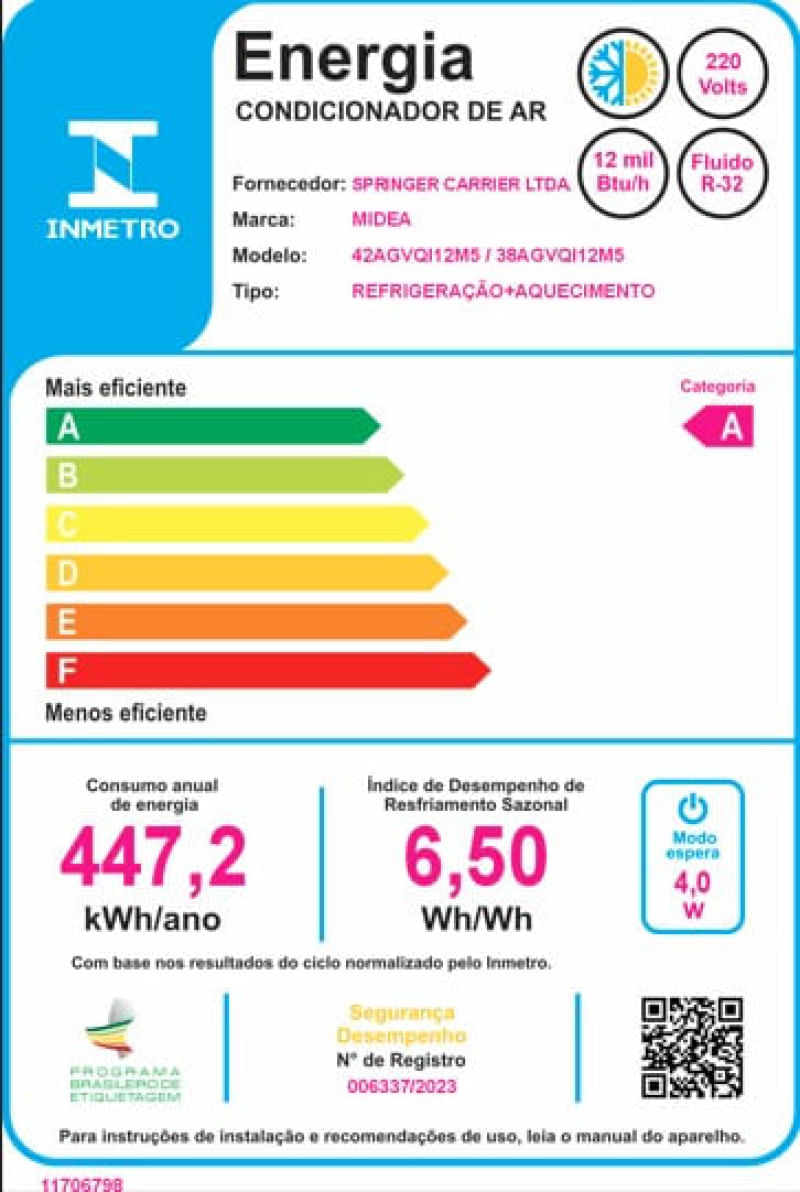 Ar condicionado Split Hi Wall Inverter Midea Xtreme Save Connect 12.000 Btus Quente e Frio 220v R-32