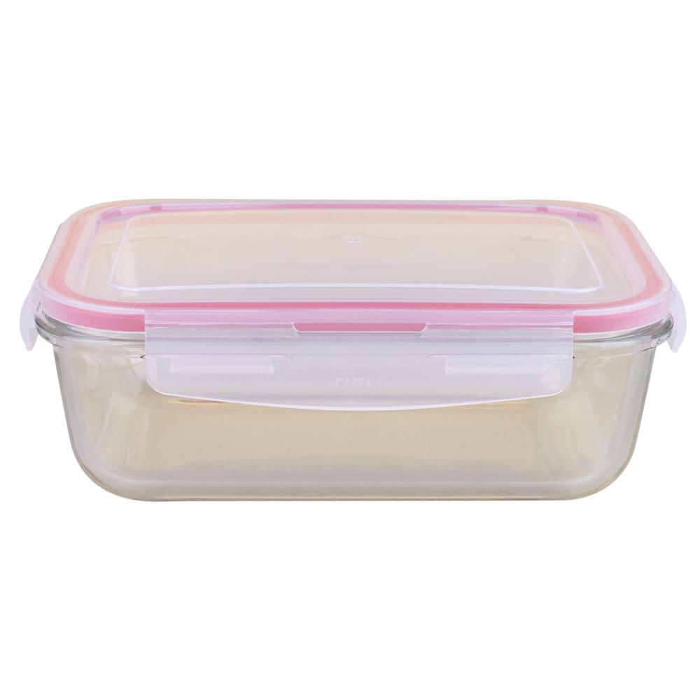 Pote Retangular de Vidro 1180ml com Tampa Hermética Cazza Pop Glass