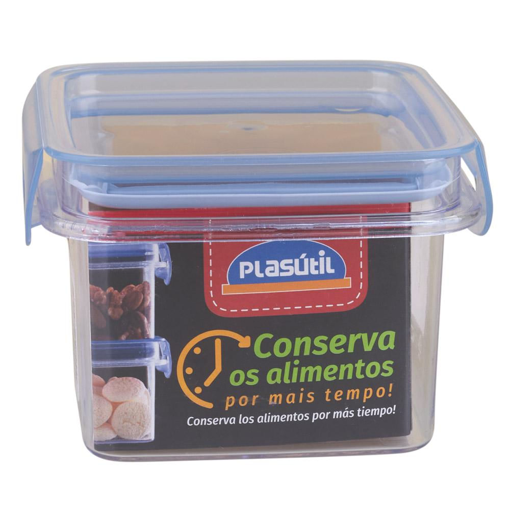 Pote Hermético Quadrado 380ml Plasútil Azul