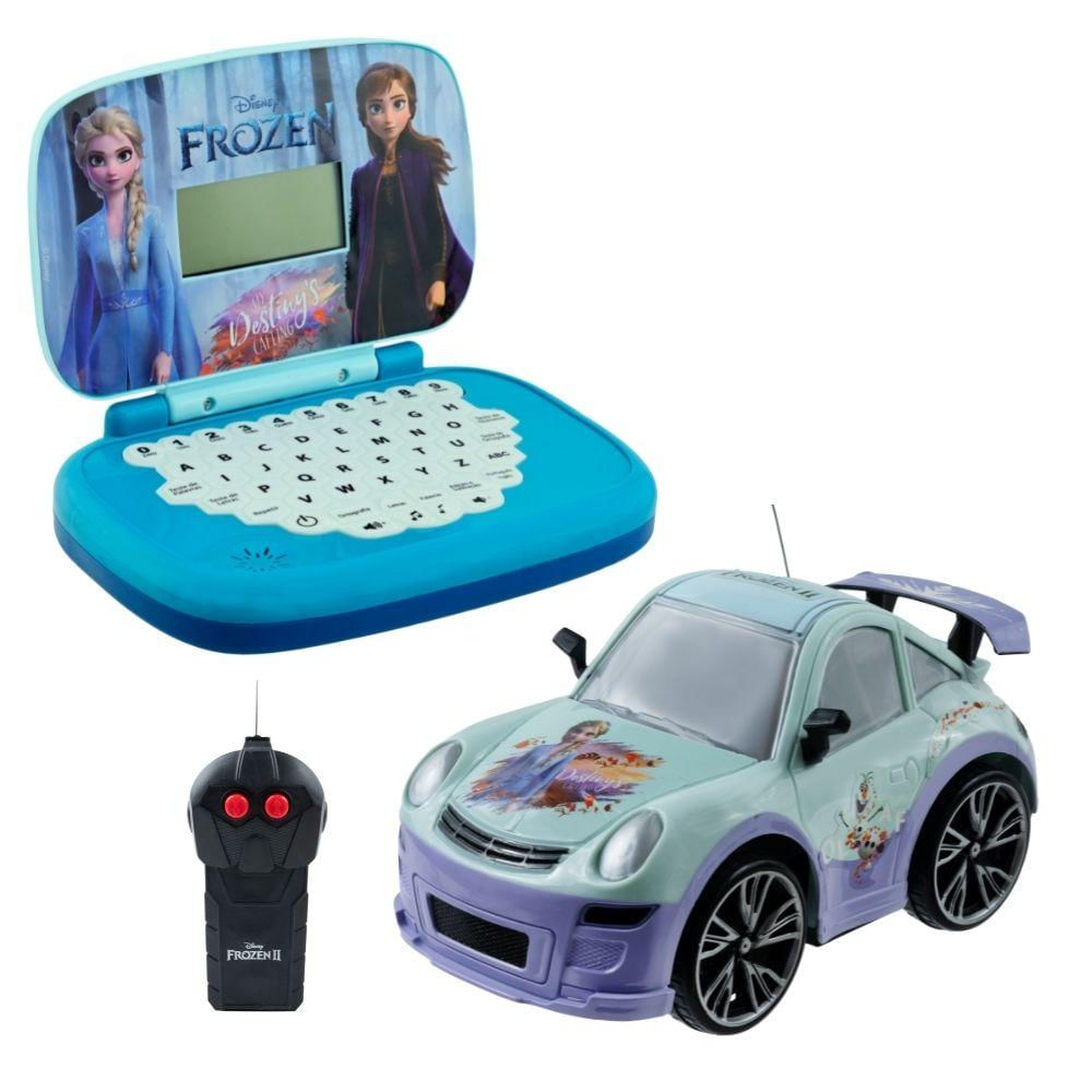 Kit Laptop Da Frozen + Veiculo Snow Machine Azul