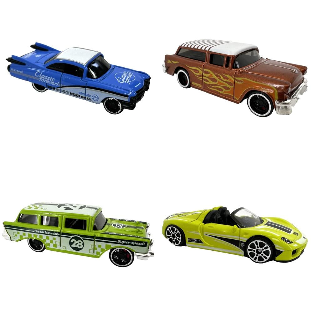 Kit c/4 Mini Veículos Die Cast Az+MiniVanVde+Laranj+ConvVde