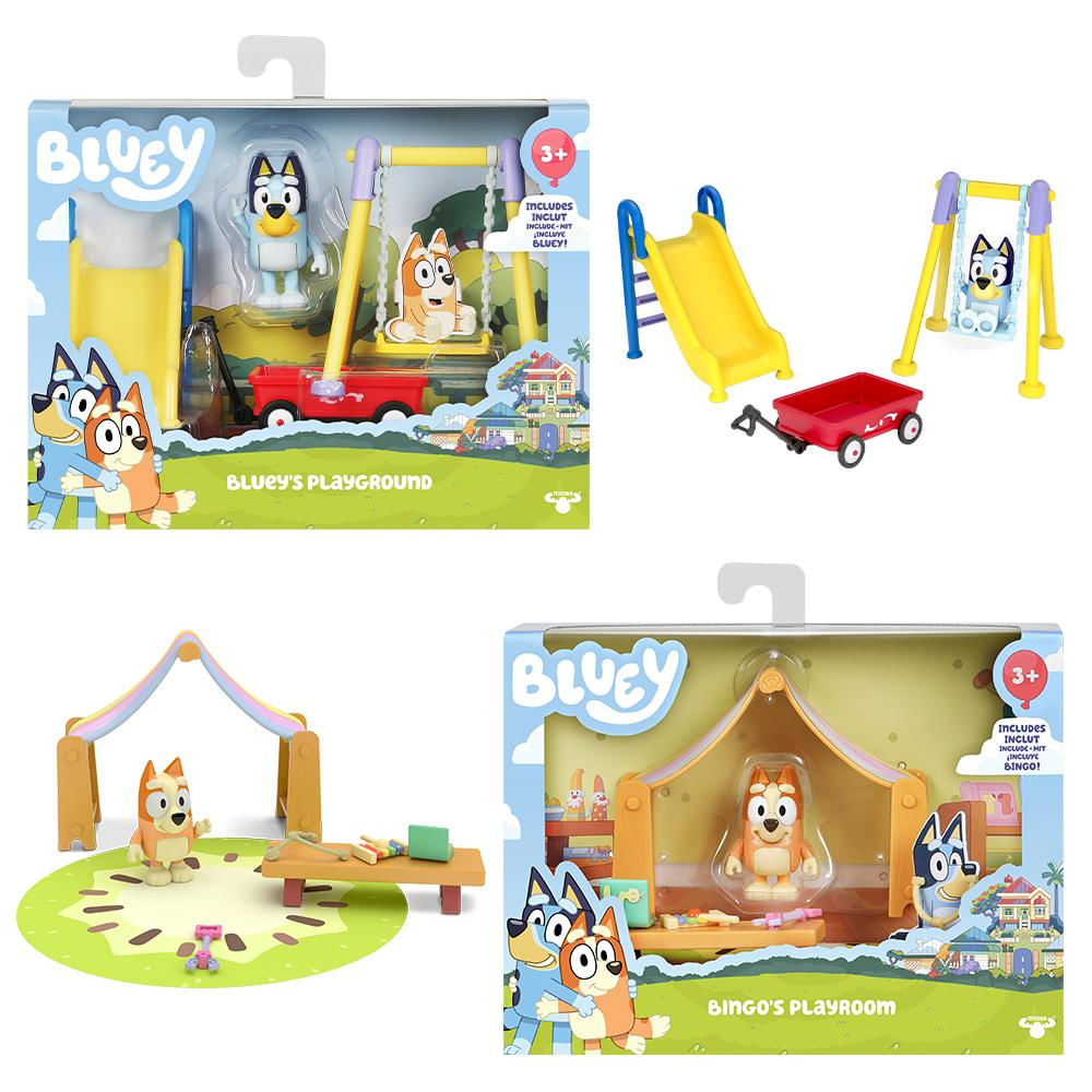 Kit Bluey Story - Mini Playset - Bluey&#039s Playground + Bingo&#039s Playroom