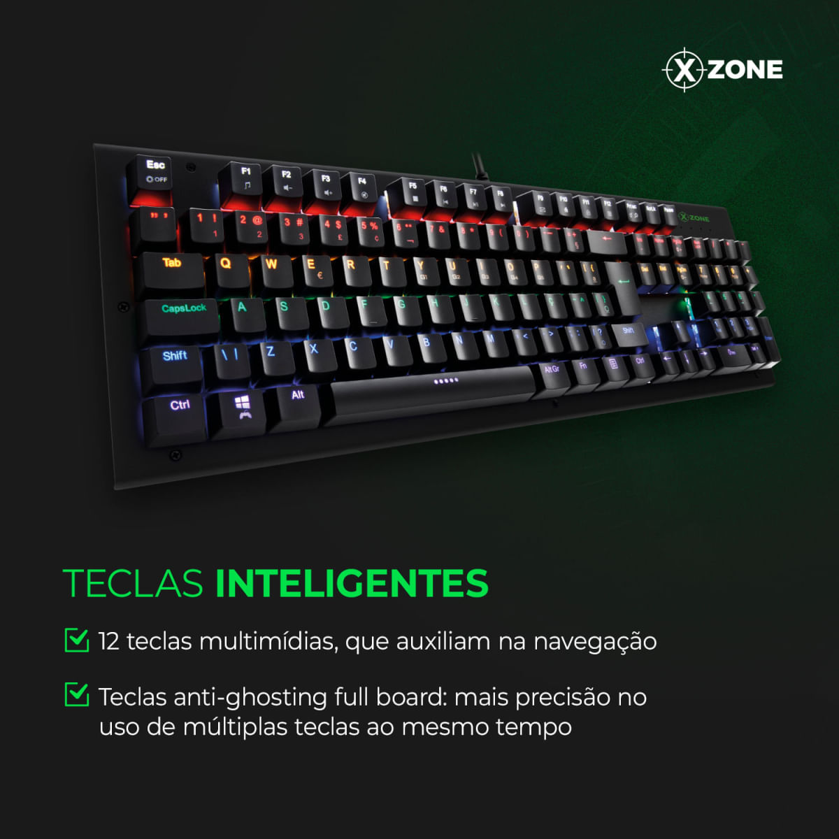 Teclado Gamer Mecânico Xzone GTM-01 TECLADO MECANICO GTM-01 NA .