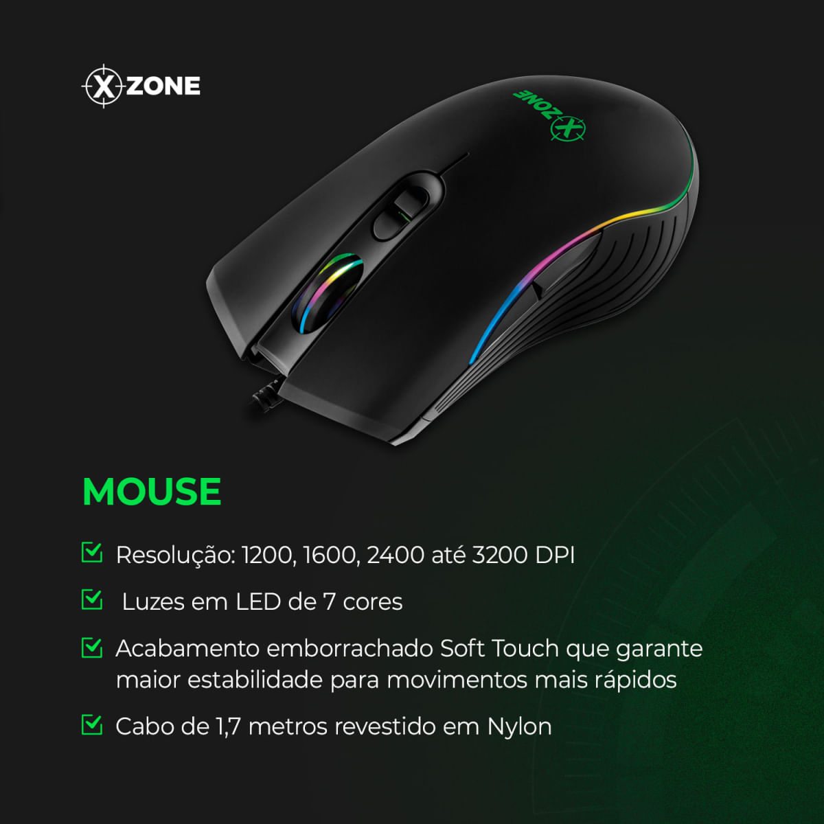 Combo Gamer Teclado + Mouse Xzone GTC-01 Kit Gamer 2 em 1 Mouse e