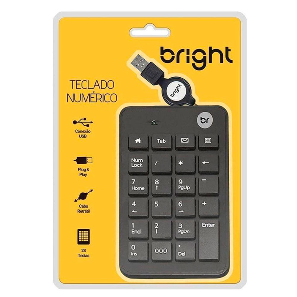 Teclado Numérico Retrátil Bright 0134 USB Preto