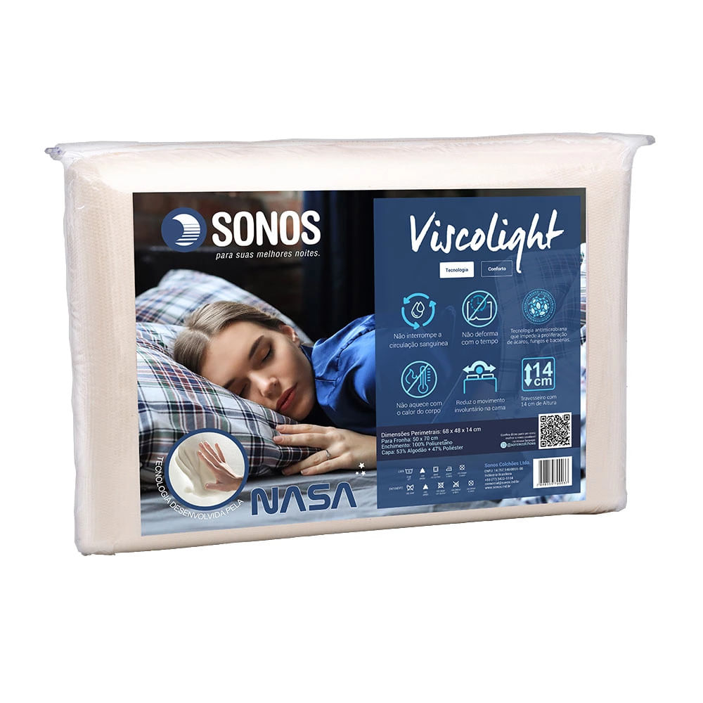 Travesseiro Sonos Viscolight 14cm Branco