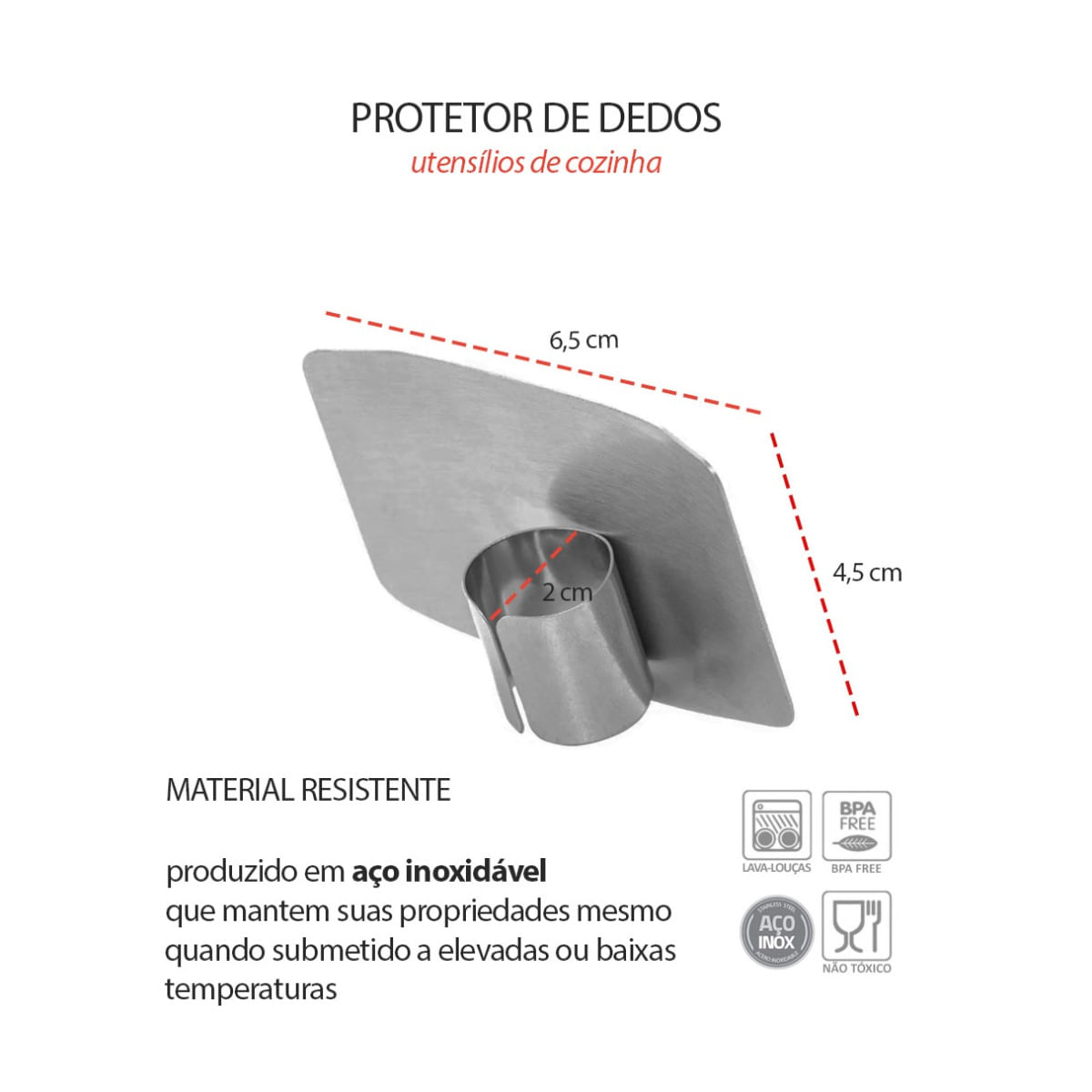 Protetor de Dedos Cortar Legumes Frutas Carne Inox 4un