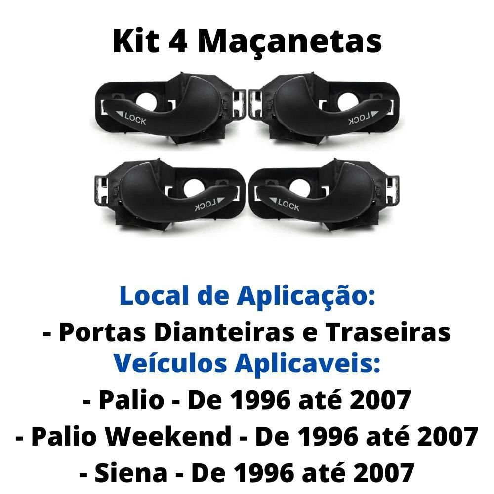 Kit Maçaneta Interna Dianteira E Traseira Palio De 96 A 07 - Kit / 4 [f103]