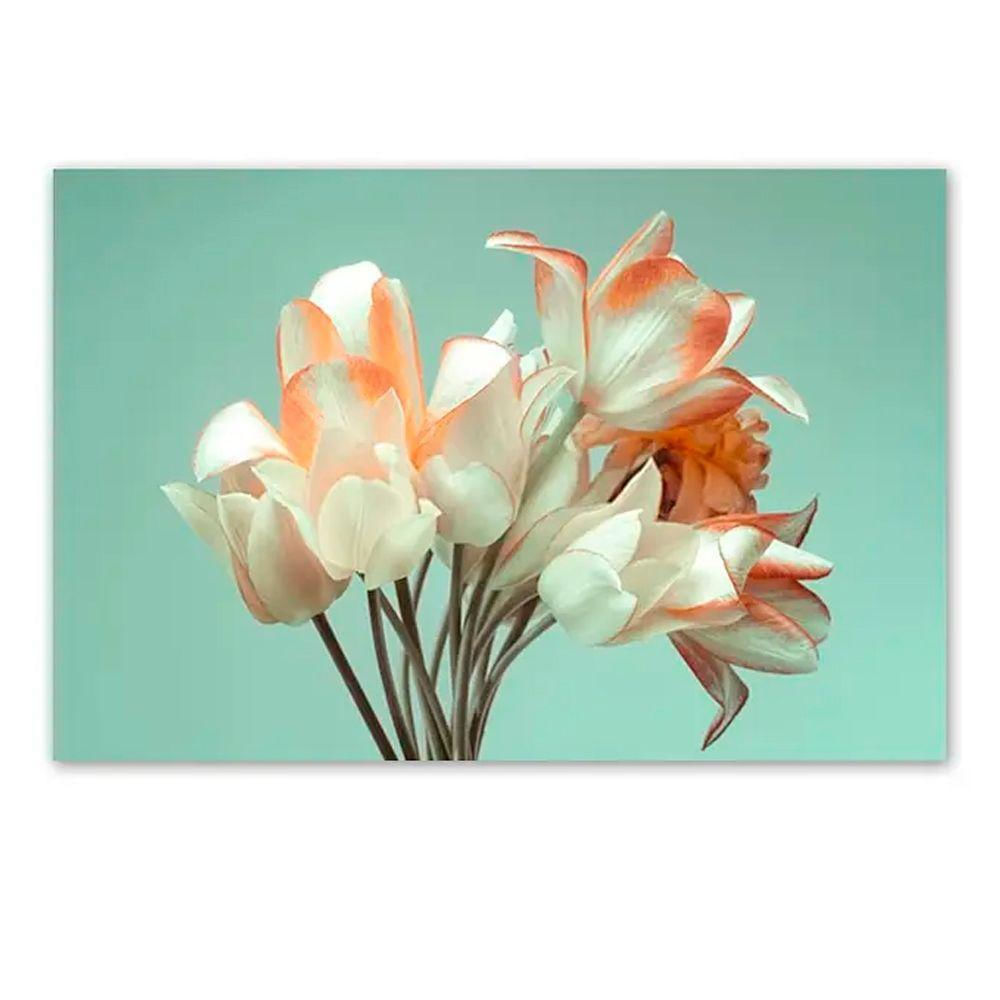 Quadro Decorativo Floral Minimalista Tela Em Canvas 100x70cm