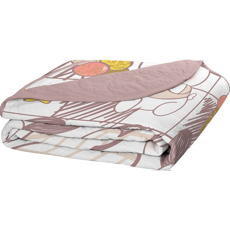 Cobre Leito Tecebem Casal Malha estampada em Matelasse 210 x 240cm Clara/Rosinha