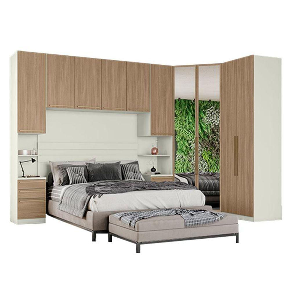 Quarto Modulado Casal Ambiente 5.4 Seletto 5 Peças Areia Jequitibá - Henn