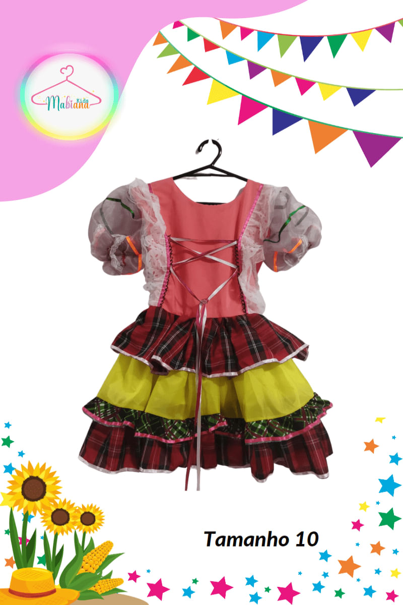 Vestido Junino infantil colorido (Tam. 10)