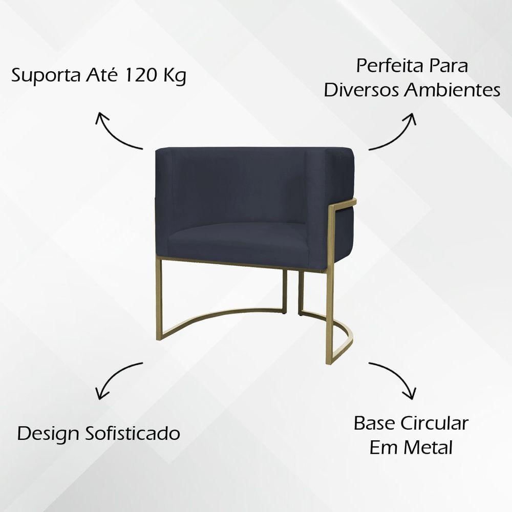 Kit 2 Poltronas Decorativa Recepção Luna Suede Cores Base De Ferro Champagne Preto Suede